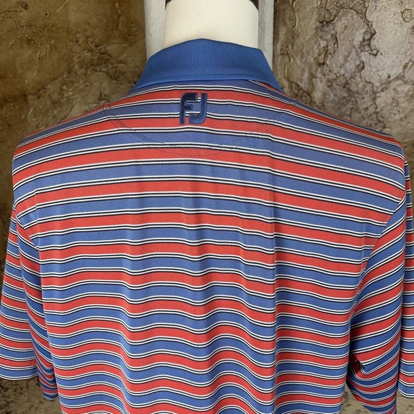 FOOTJOY Men's Striped Golf Polo Shirt Size M Short Sleeve OLD AMERICAN GOLF CLUB - Picture 5 of 7